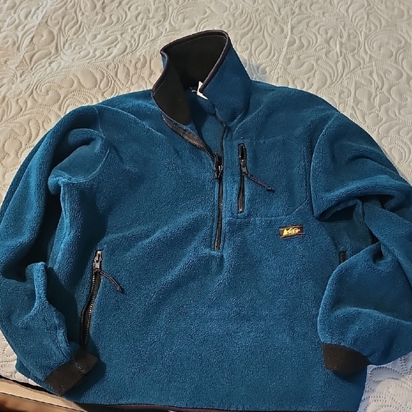 REI Blue/Teal Vintage Performance Fleece Jacket with Stand-Up Collar - Picture 1 of 4